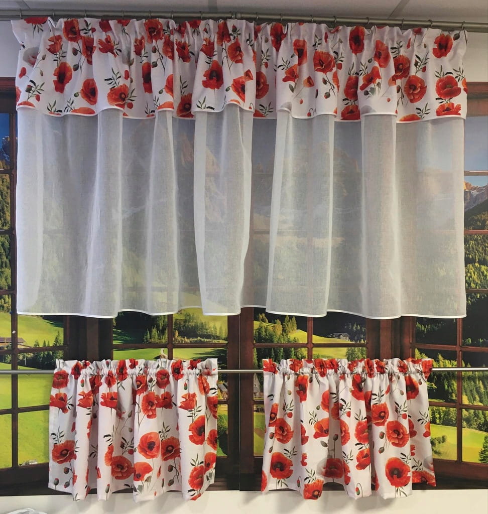 Komplet firana 90x300cm + zazdrostki 40x140cm Maki - firany do kuchni