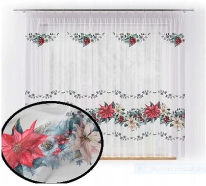 Firanka GWIAZDA BETLEJEMSKA Świąteczna 157x350 BT - elegancka dekoracja