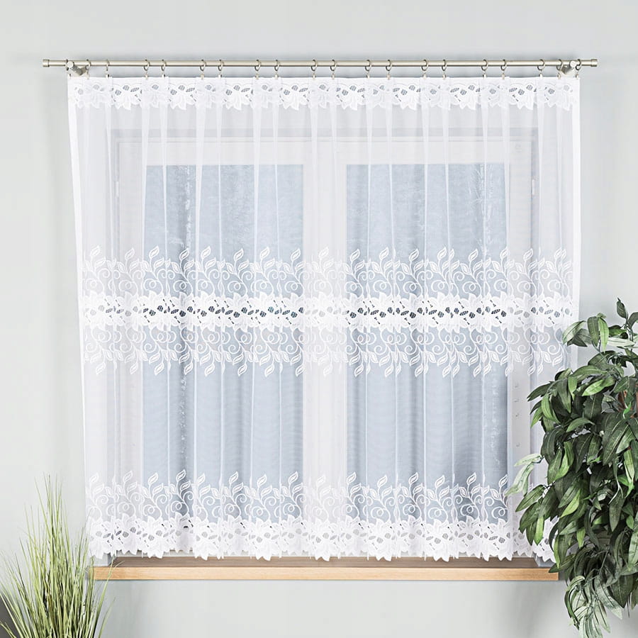 BASTIA Firanka żakardowa gotowa taśma 130x350 cm kolor biały 648107
