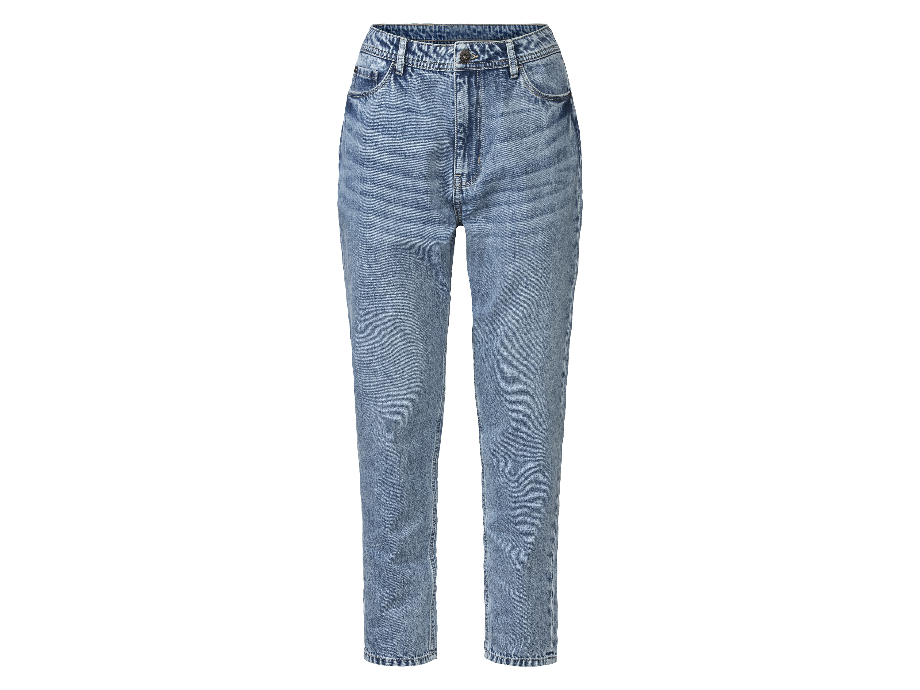 esmara Jeansy damskie, mom fit, z wysokim stanem 42, Niebieski