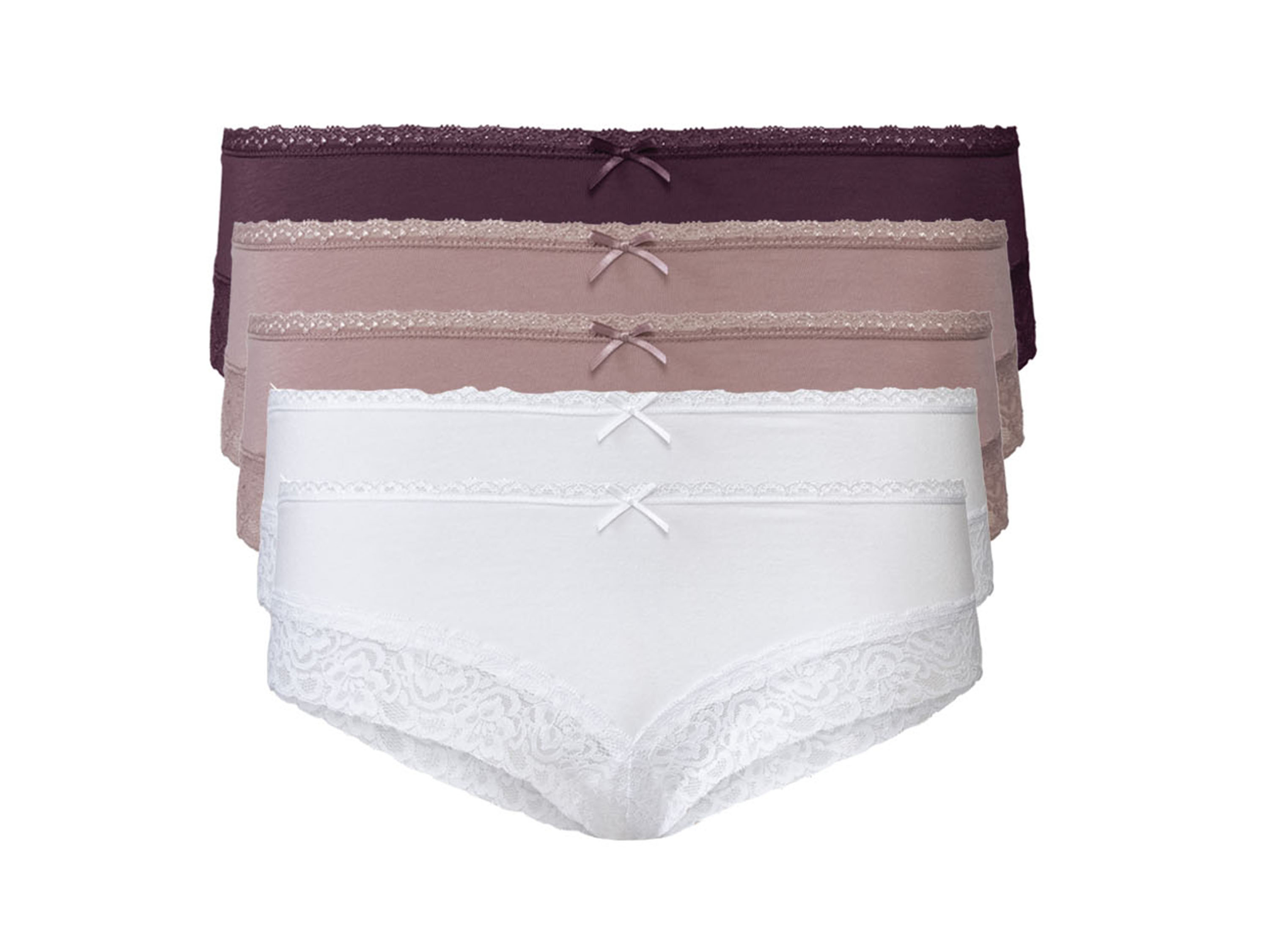 esmara Hipstery damskie z elegancką koronką, 5 par Czerwony/fioletowy/biały, M40/42