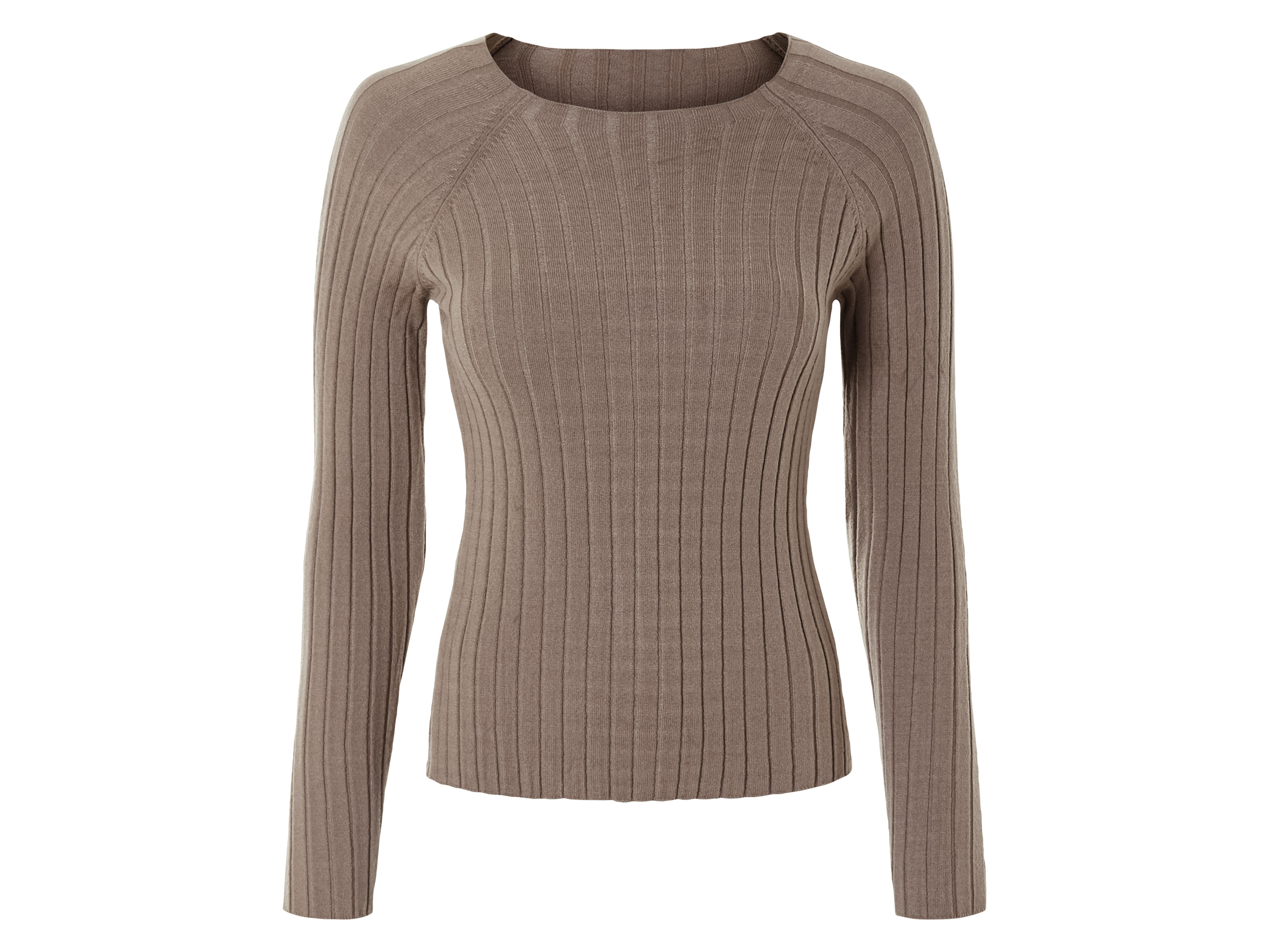 esmara Sweter damski z dzianiny prążkowanej Brązowy, XL 48/50