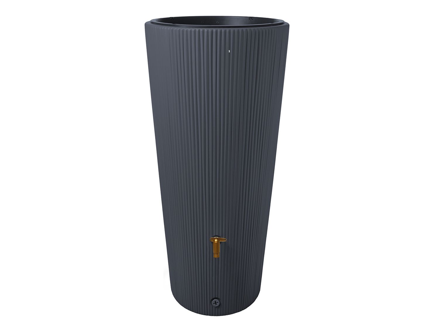 Zbiornik na wodę deszczową 4rain "Vaso 2in1 Decor", pojemność 220 litrów, wysokość 120 cm, z donicą na rośliny grafitowoszary