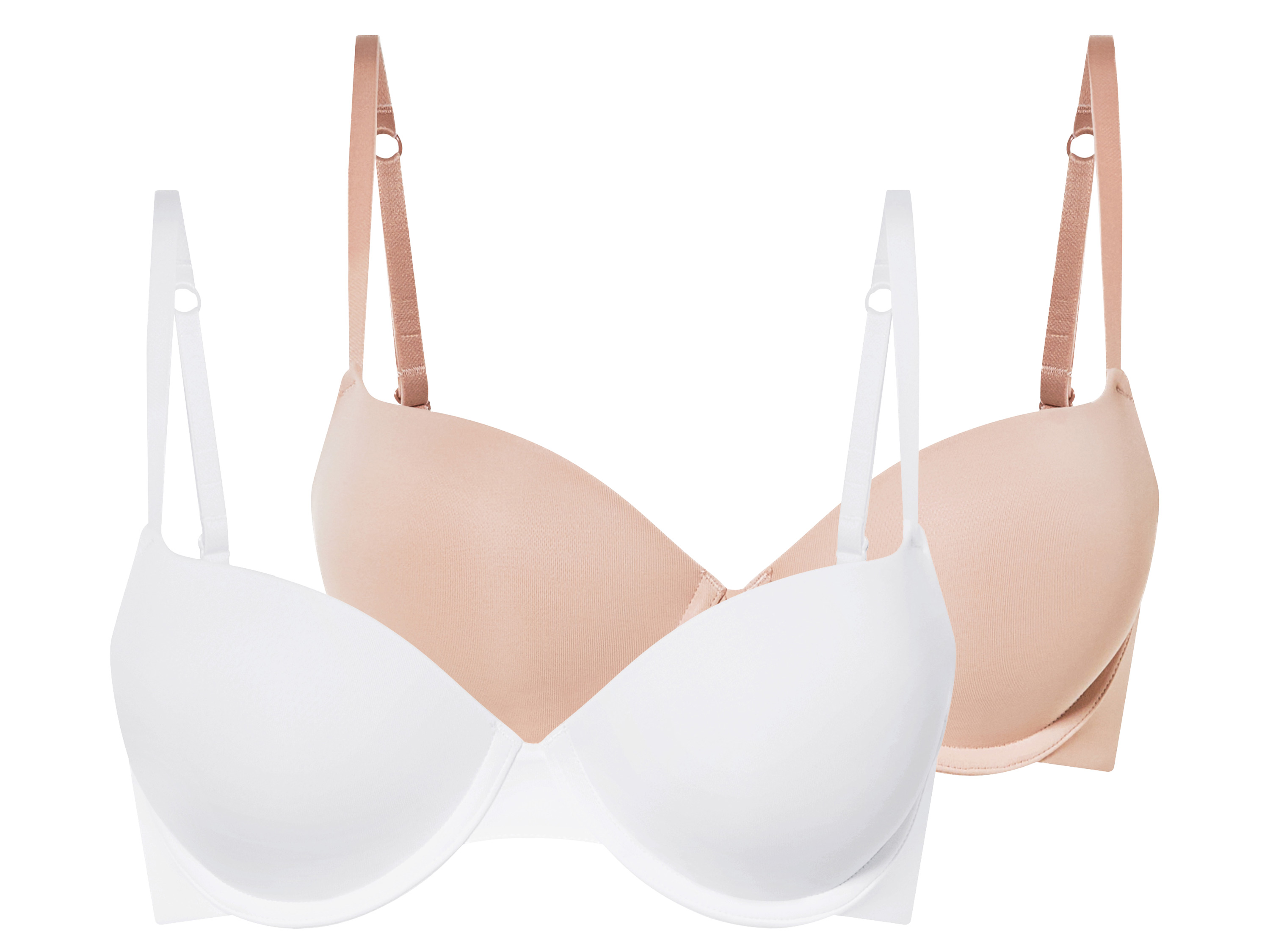 esmara Biustonosze push-up, 2 pary Beżowy/ biały, 70A