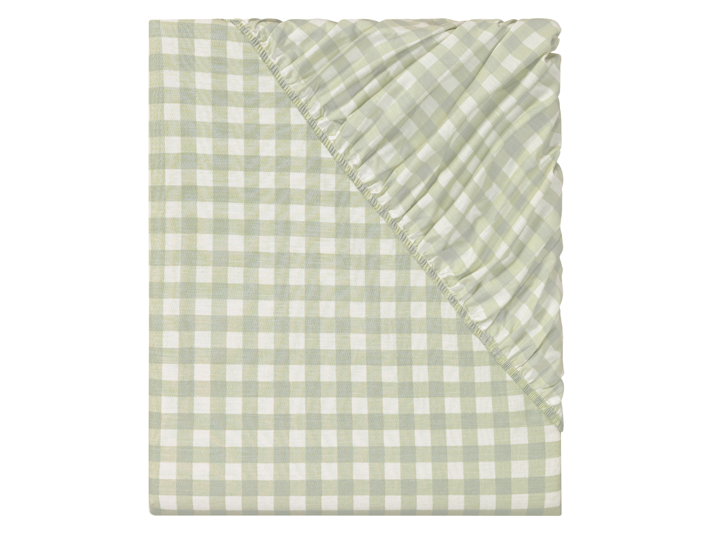 Livarno home Prześcieradło z bawełny renforcé z gumką, 180-200 x 200 cm Zielony/kratka