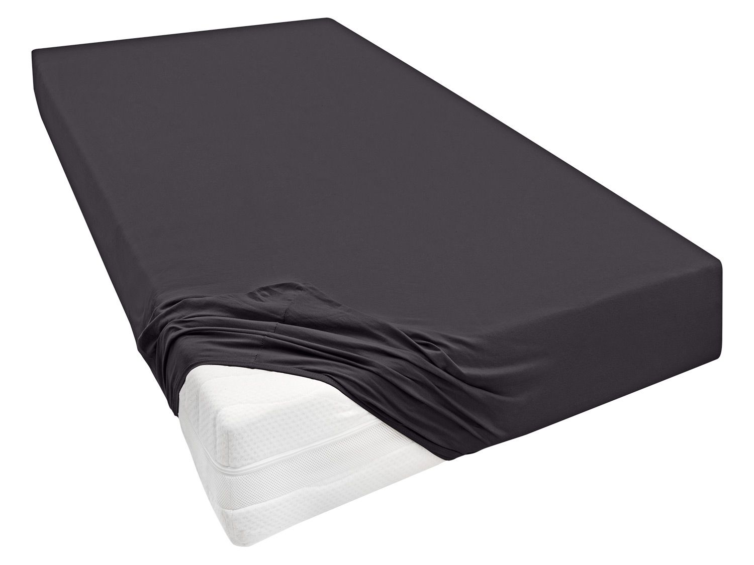Biberna Prześcieradło z dżerseju, różne rozmiary 90 - 100 x 200 - 220 cm, Antracytowy