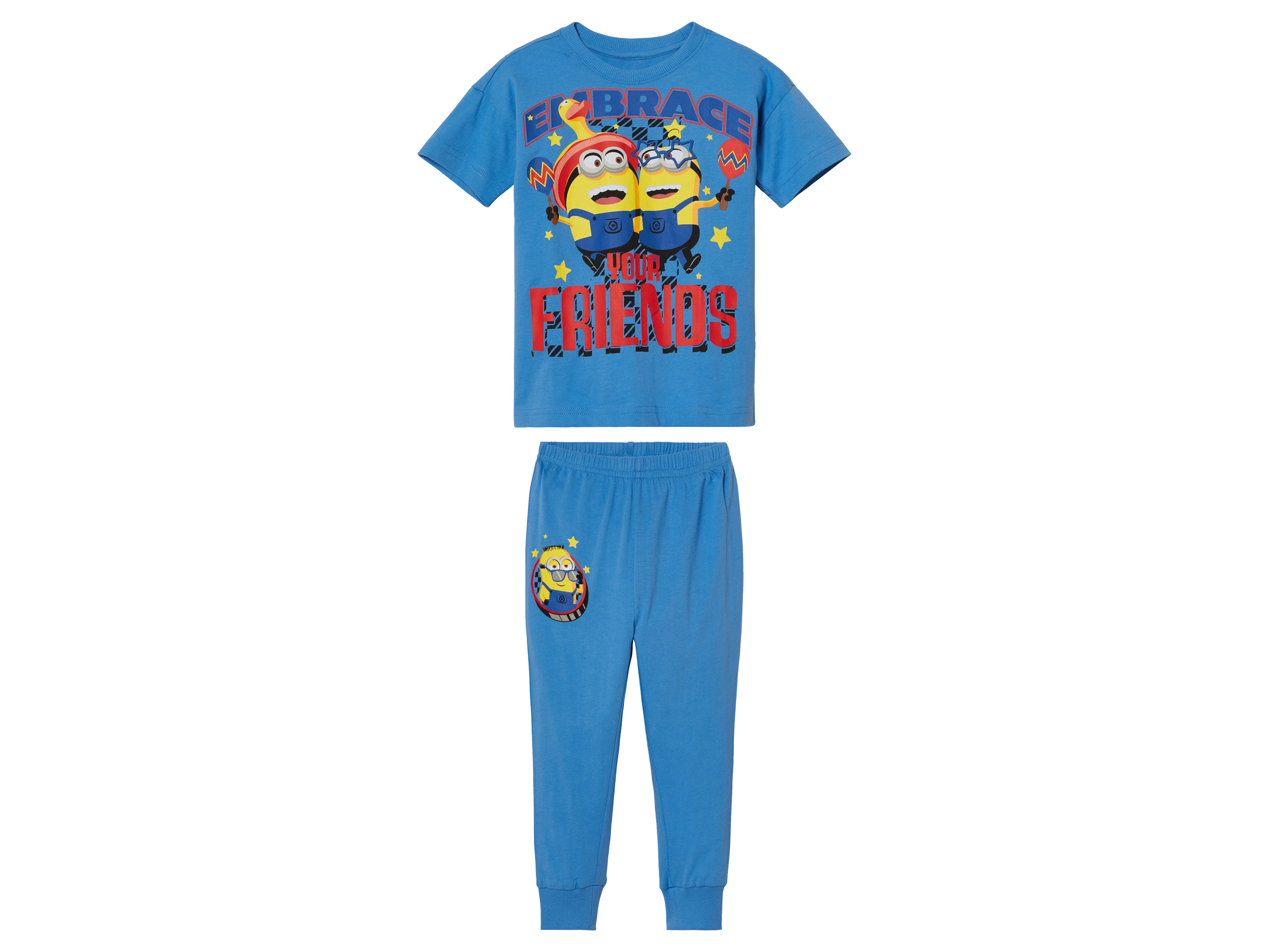 Piżama dziecięca z bawełny t-shirt + spodnie Minionki, 98/104