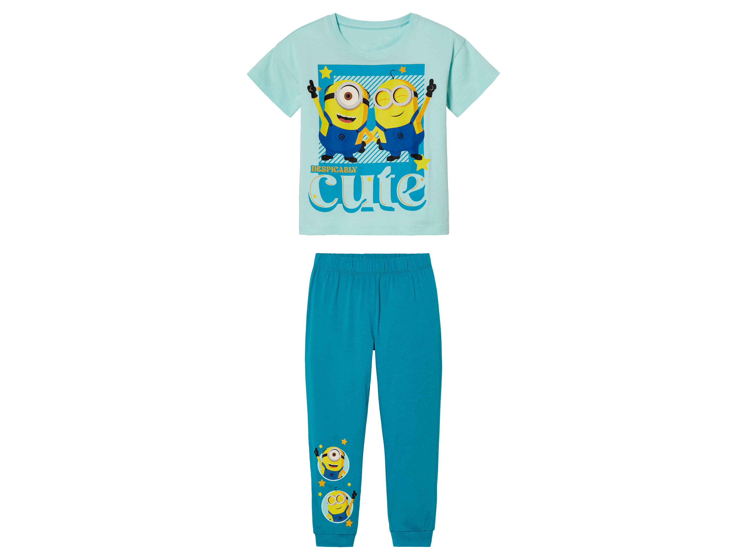 Piżama dziecięca z bawełny t-shirt + spodnie Minionki, 98/104