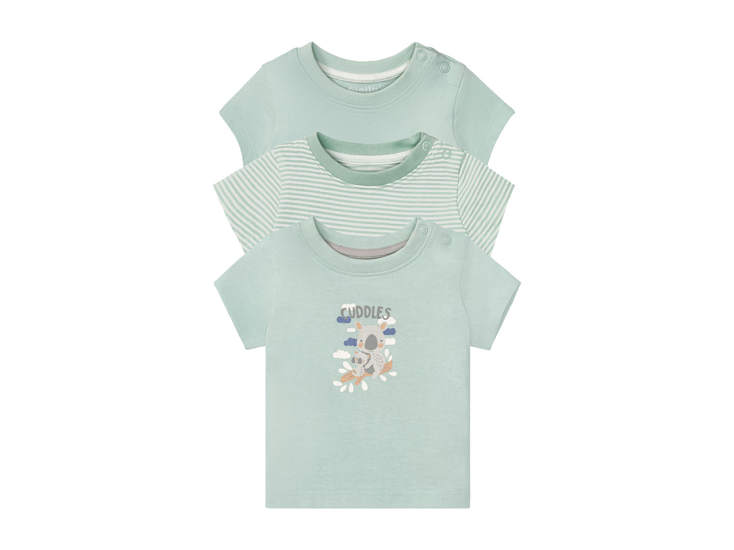lupilu T-shirt niemowlęcy z biobawełny, 3 sztuki 62/68, Zielony