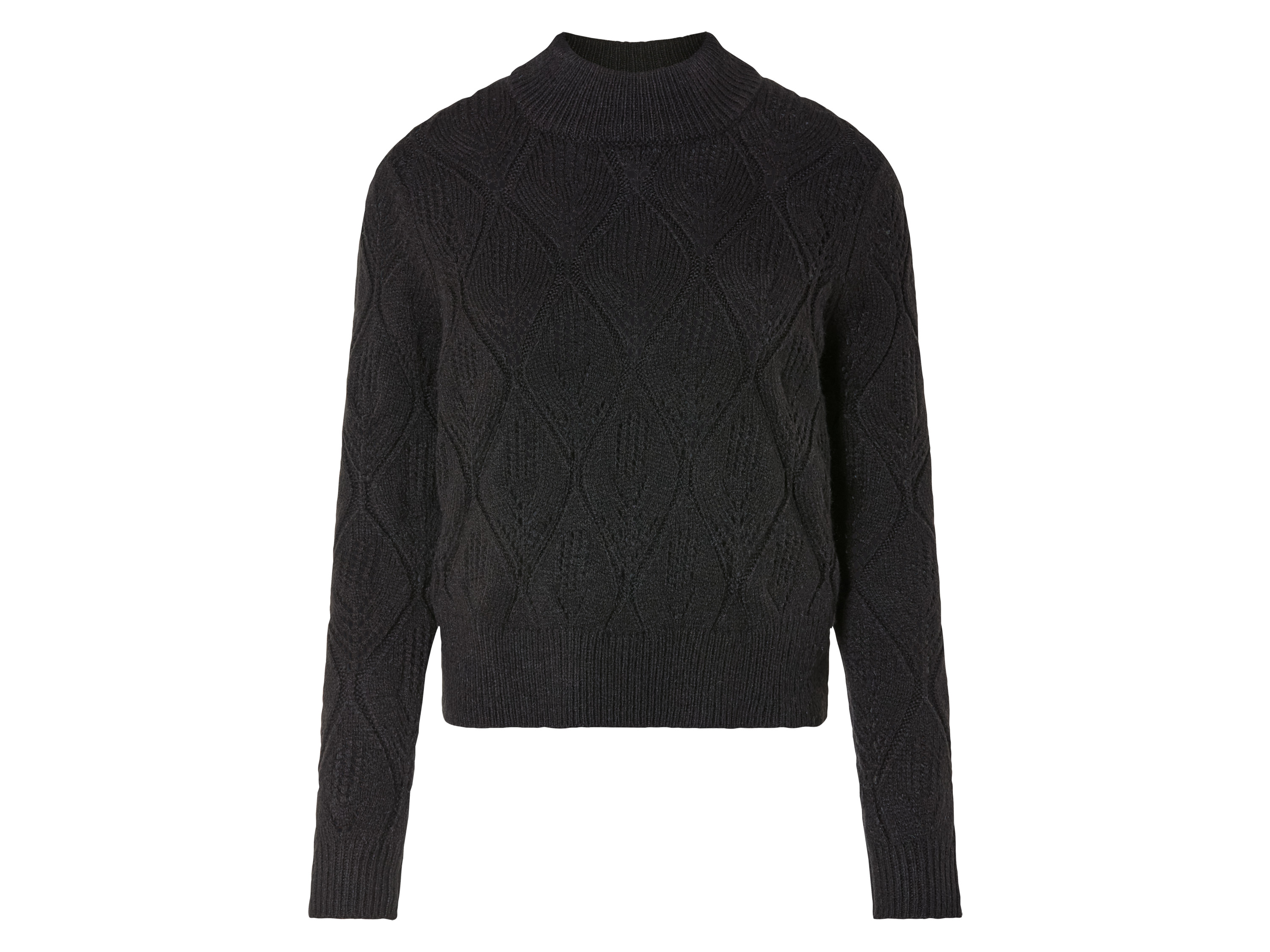 esmara Damski sweter z grubej dzianiny z wzorem warkoczowym Czarny, XS 32/34