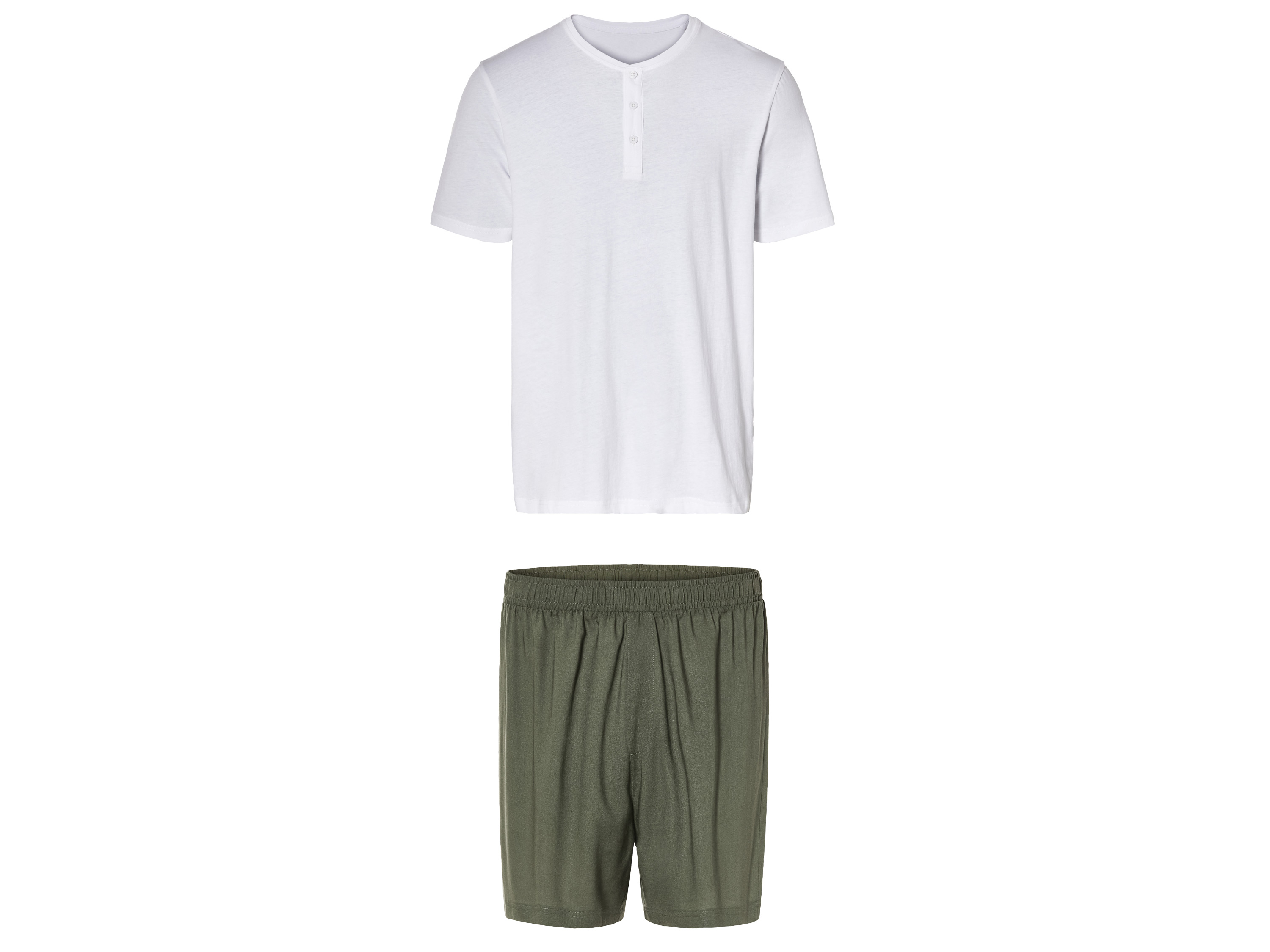 Livergy Piżama męska t-shirt + szorty M 48/50, Biały/khaki