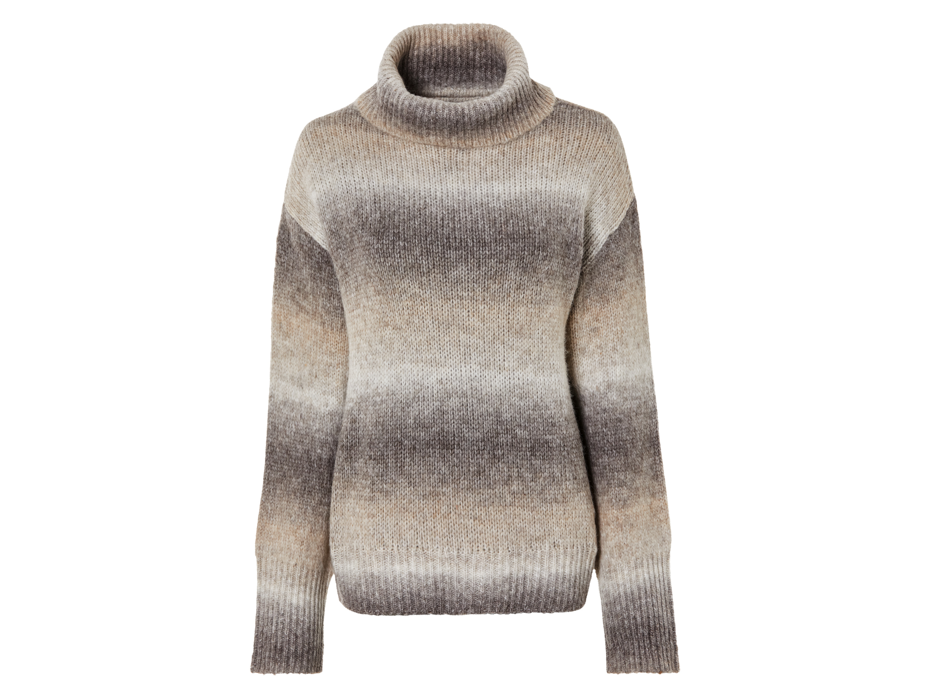 esmara Sweter damski z wełną szary/biały/beżowy, L44/46
