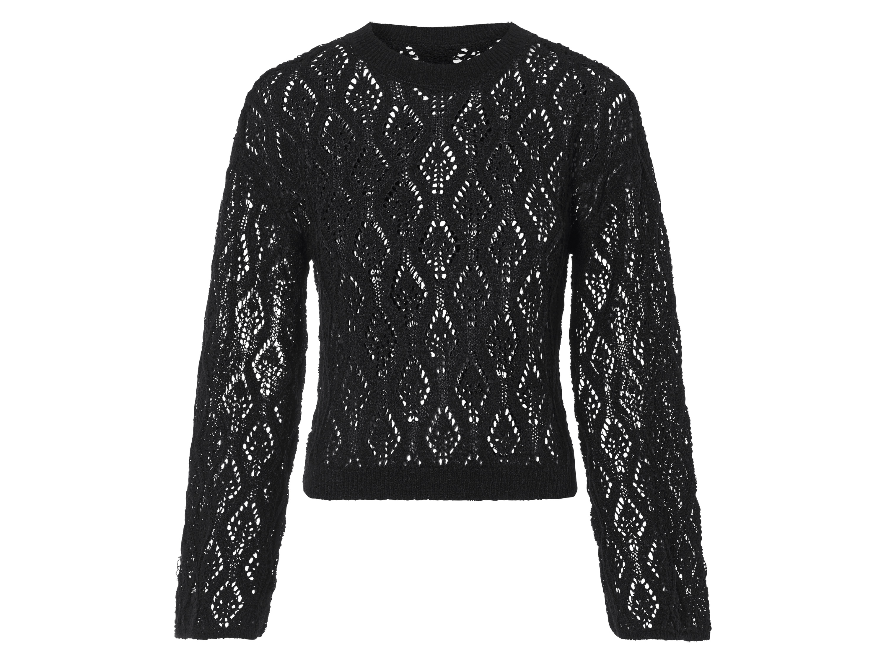 esmara Sweter damski ażurowy Czarny, XS 32/34