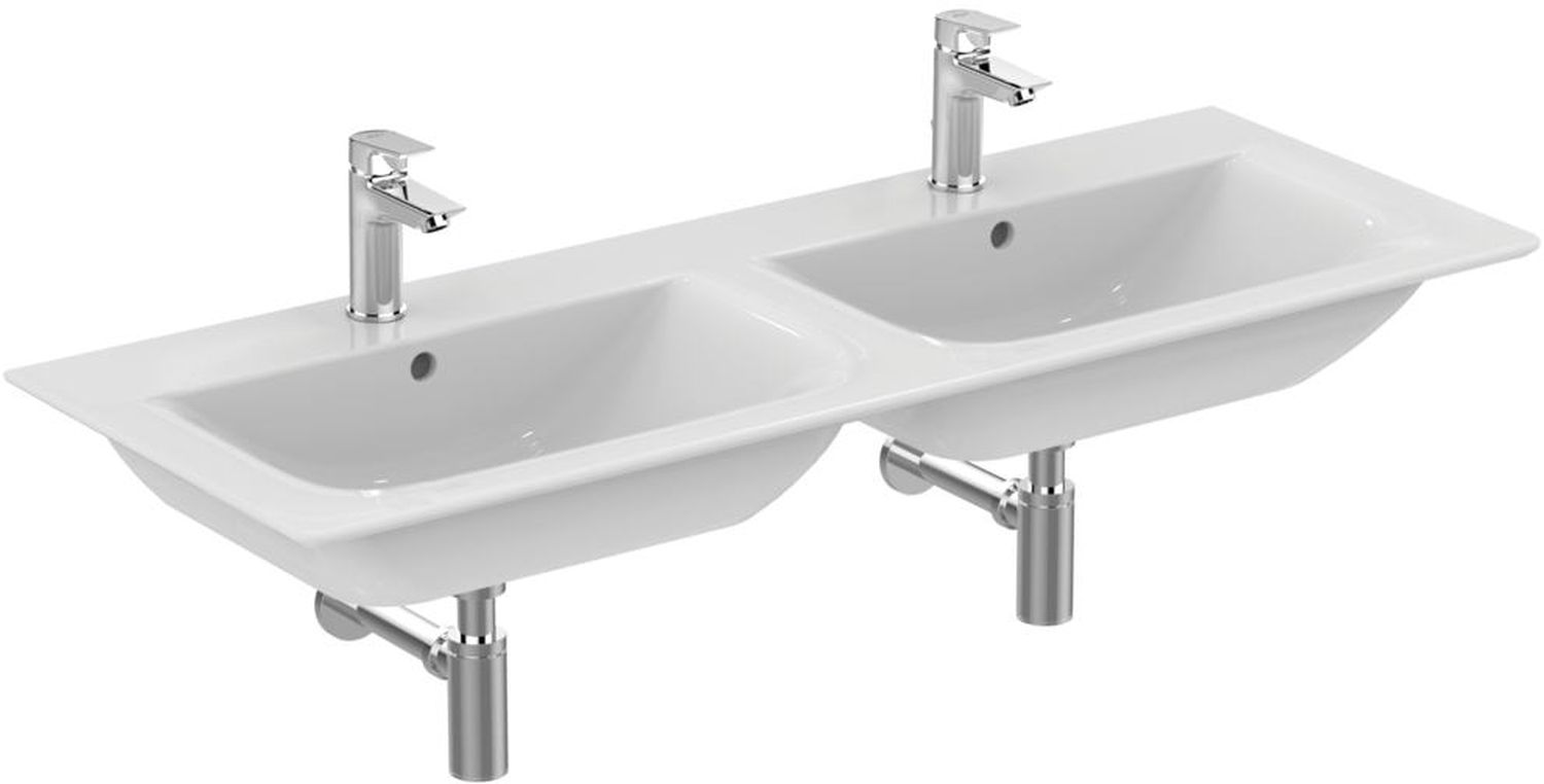 Darmowa Dostawa - Umywalka 124x46 cm prostokątna ścienna-meblowa-podwójna biała Ideal Standard Connect Air E027301
