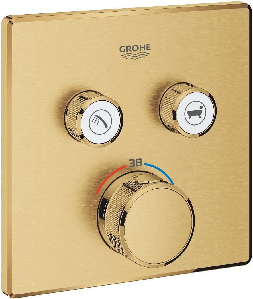 Darmowa Dostawa - Bateria wannowo-prysznicowa podtynkowa termostatyczna brushed cool sunrise Grohe Grohtherm SmartControl 29124GN0