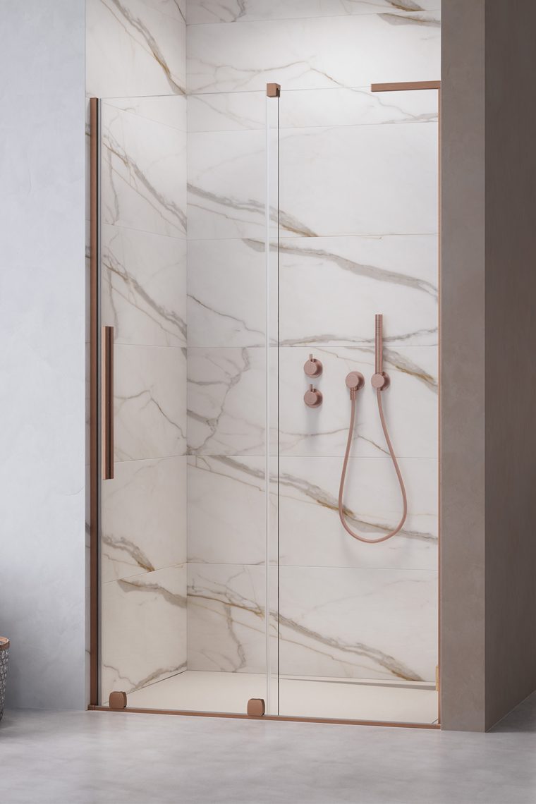 Darmowa Dostawa - Drzwi prysznicowe 100 cm rozsuwane Radaway Furo SL Brushed Copper DWJ 103075229301R/101104800101