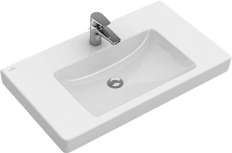Darmowa Dostawa - Umywalka 80x47 cm prostokątna ścienna-meblowa-z blatem biała Villeroy & Boch Subway 2.0 71758G01