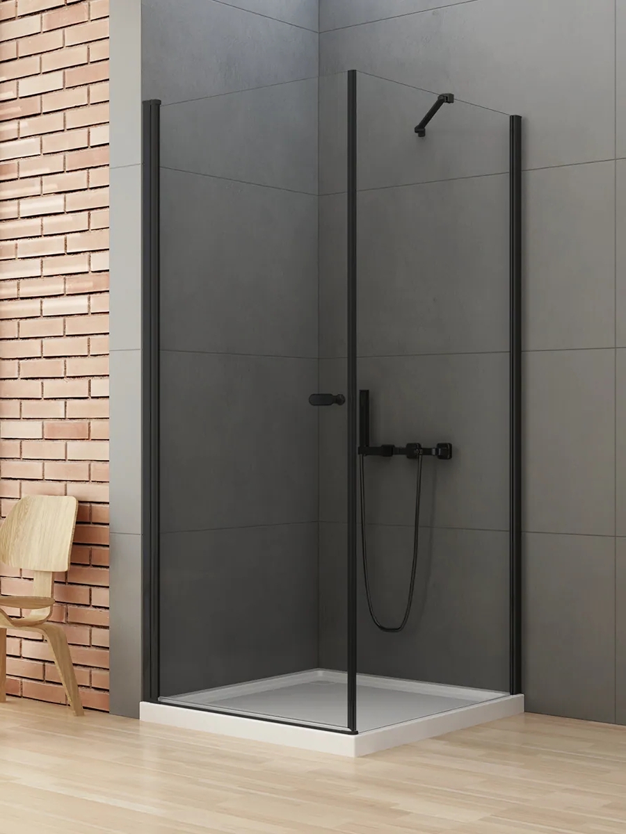 Darmowa Dostawa - Kabina prysznicowa 100x90 cm prostokątna czarny mat/szkło przezroczyste New Trendy New Soleo Black D0231A/D0116B