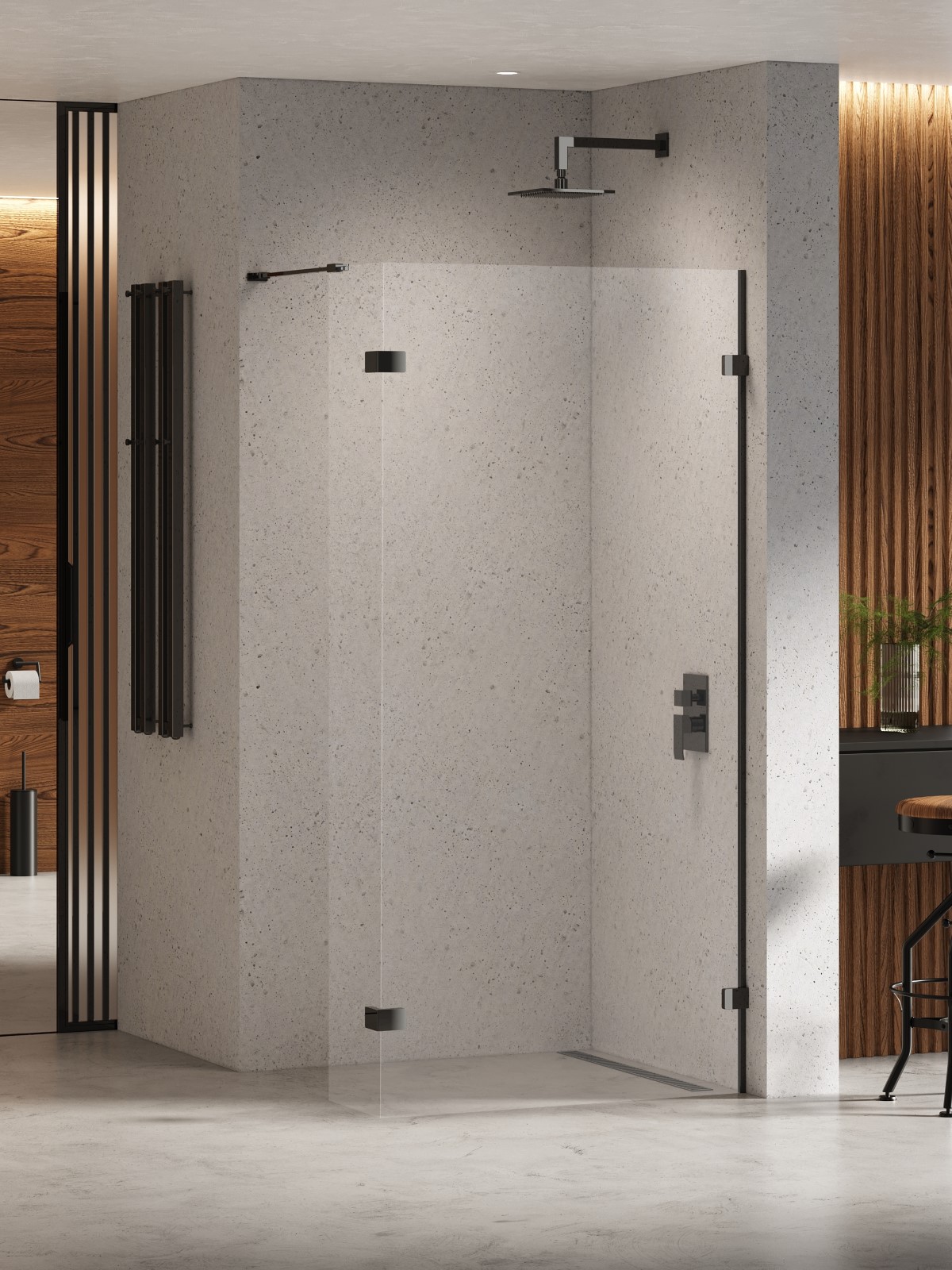Darmowa Dostawa - Ścianka prysznicowa walk-in 100 cm czarny połysk/szkło przezroczyste New Trendy Eventa Black Chrome EXK6310