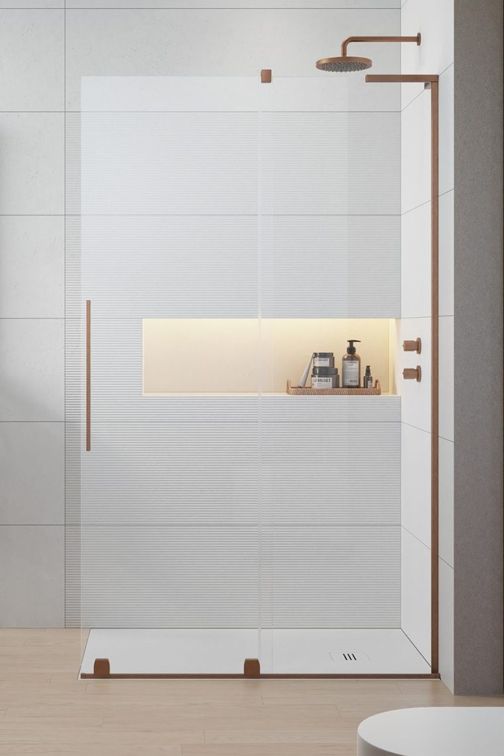 Darmowa Dostawa - Drzwi prysznicowe 100 cm rozsuwane Radaway Furo SL Brushed Copper Walk-In 103065389301R/101104940101