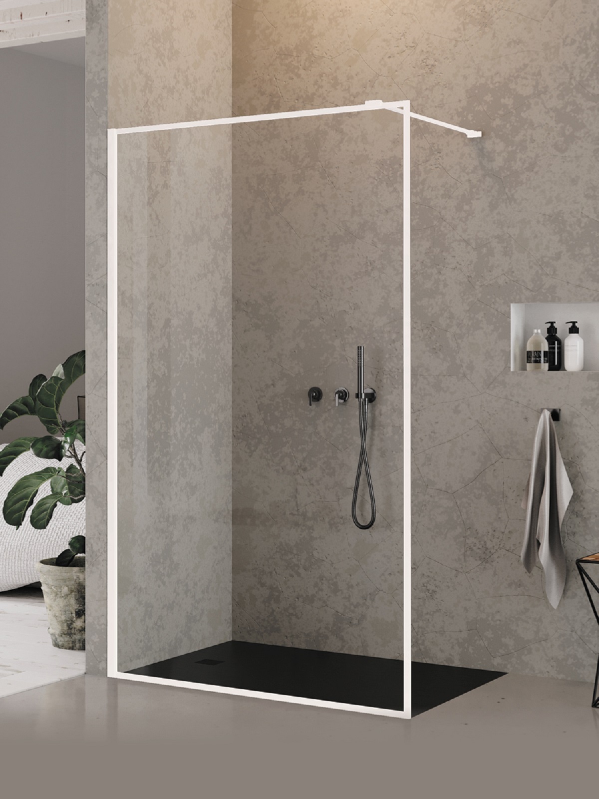 Darmowa Dostawa - Ścianka prysznicowa walk-in 100 cm biały mat/szkło przezroczyste New Trendy New Modus White EXK2224