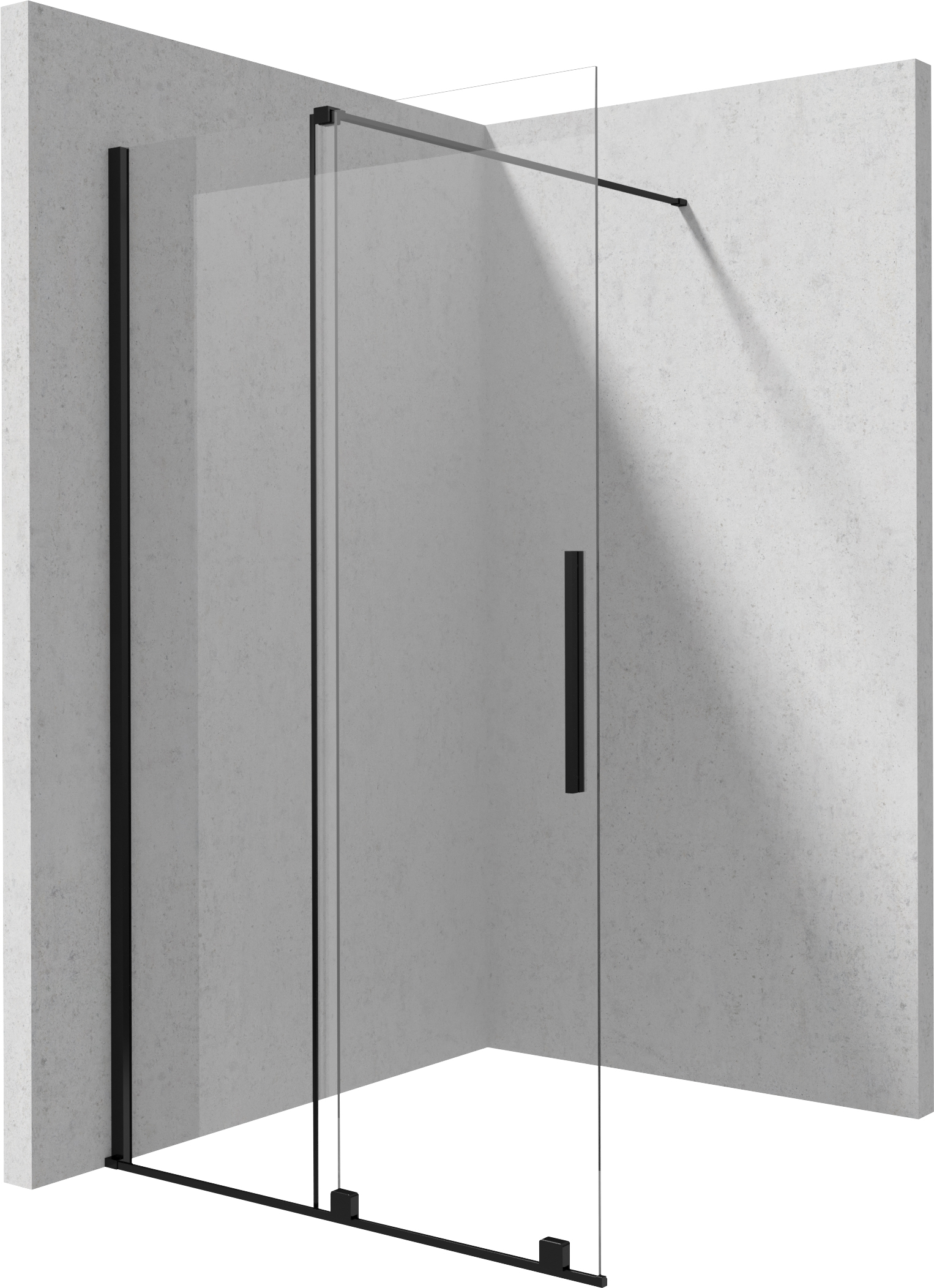 Darmowa Dostawa - Ścianka prysznicowa walk-in 100 cm czarny mat/szkło przezroczyste Deante Prizma KTJN30R