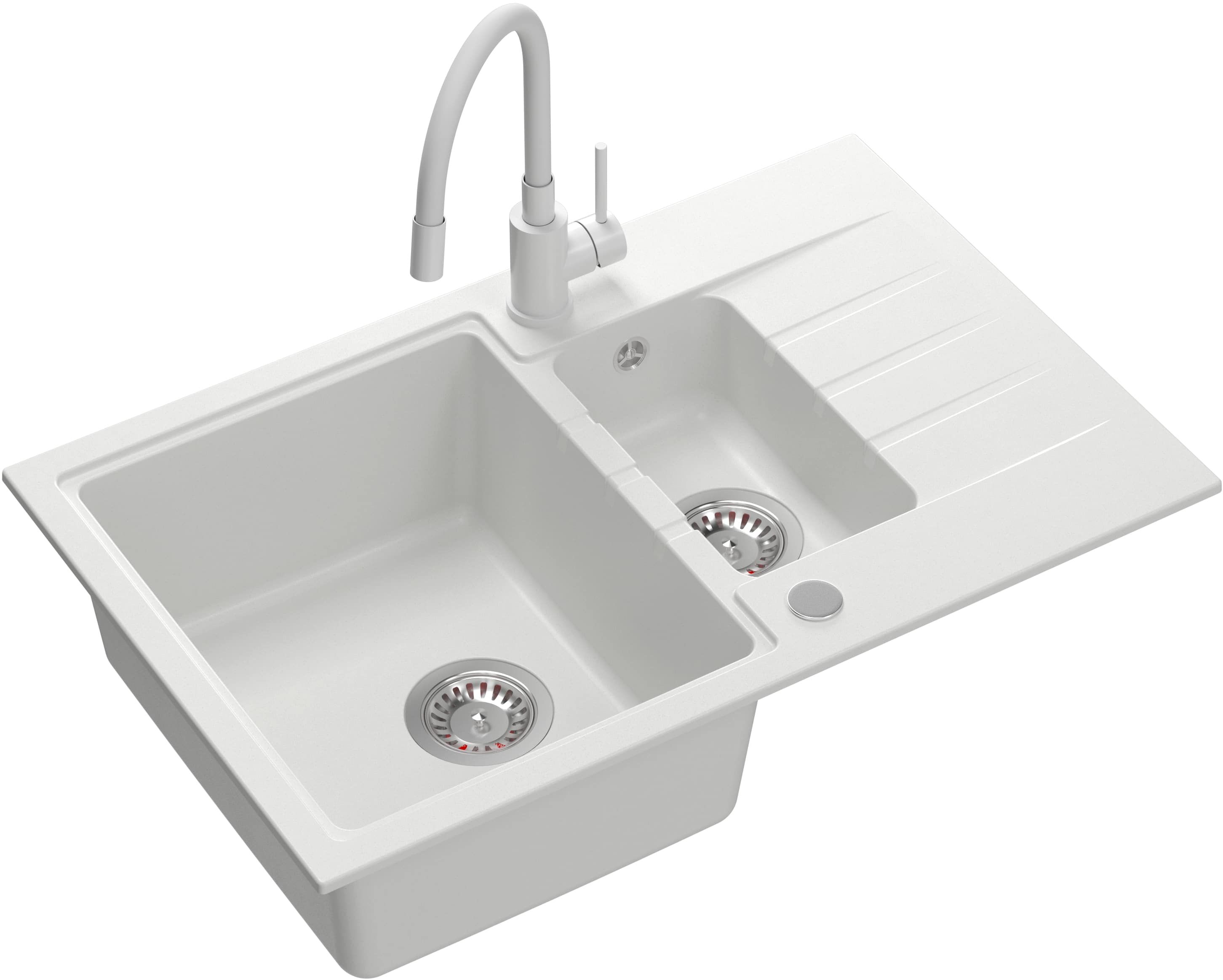 Darmowa Dostawa - Zlewozmywak z baterią biały/biały Quadron Peter HCQP57850BIK3323503WHM