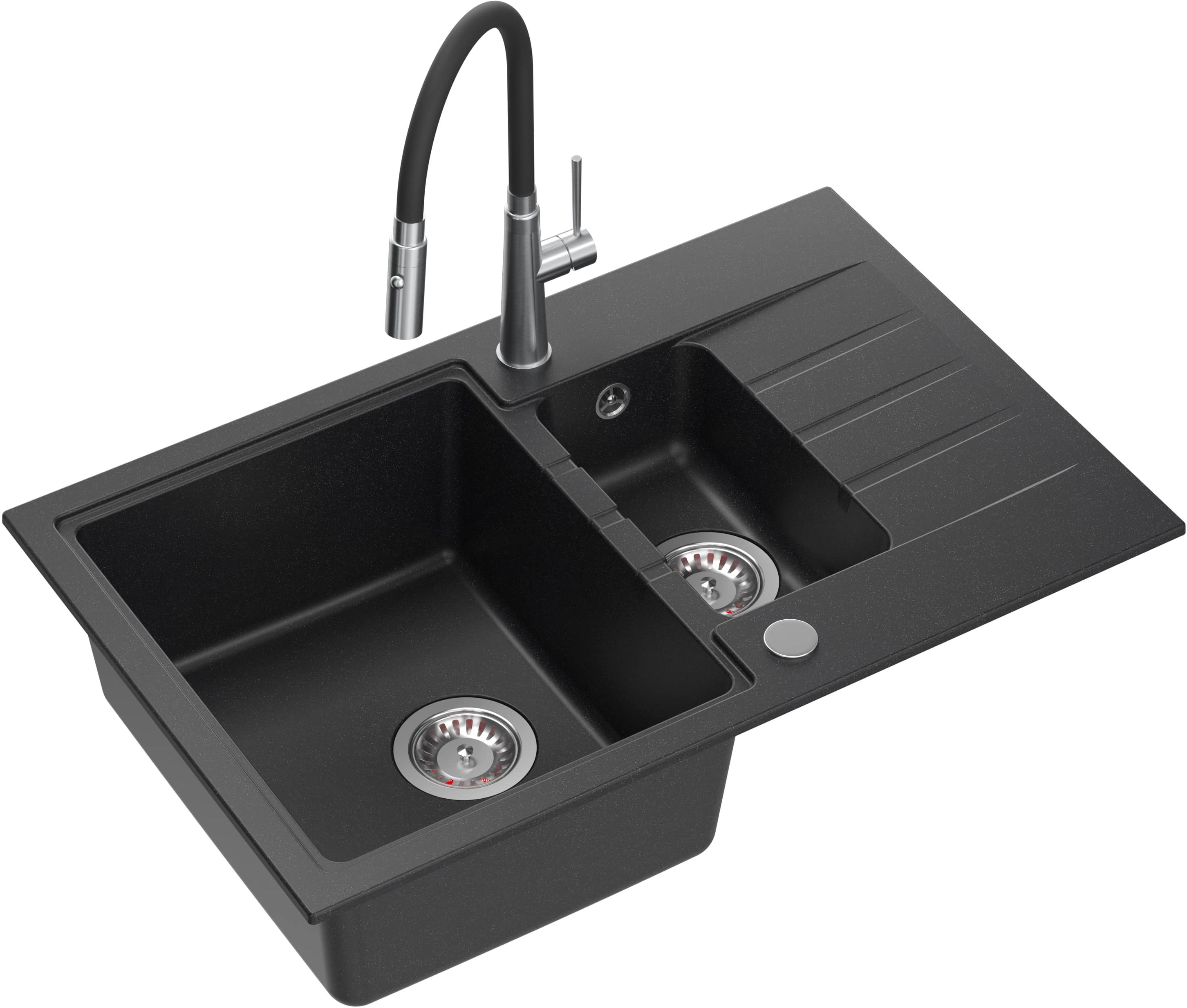 Darmowa Dostawa - Zlewozmywak z baterią czarny/stal Quadron Peter HCQP57850CZK3922505BSBL