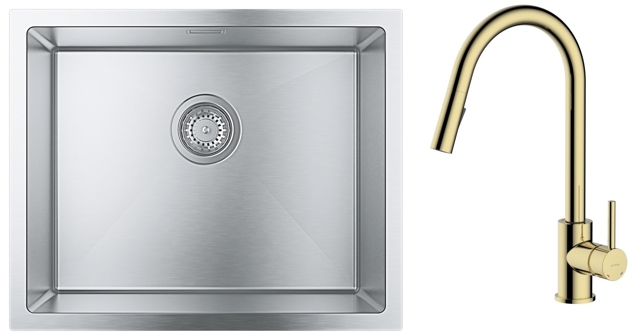 Darmowa Dostawa - Zlewozmywak z baterią stal / złoty Grohe K700 abset4714