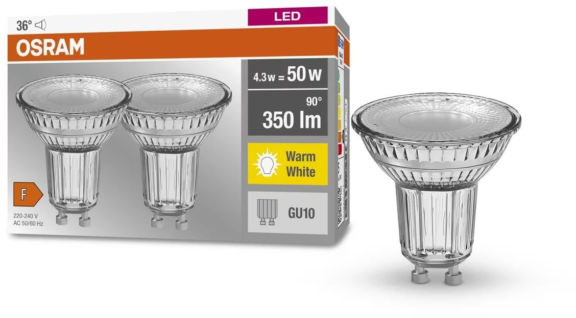 Darmowa Dostawa - Żarówki LED Multipack 2x4.3 W 2700 K gu10 Osram Base 4099854045721