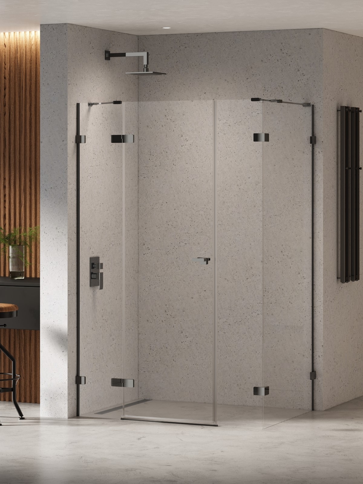 Darmowa Dostawa - Kabina prysznicowa 130x80 cm prostokątna czarny połysk/szkło przezroczyste New Trendy Eventa Black Chrome EXK6232