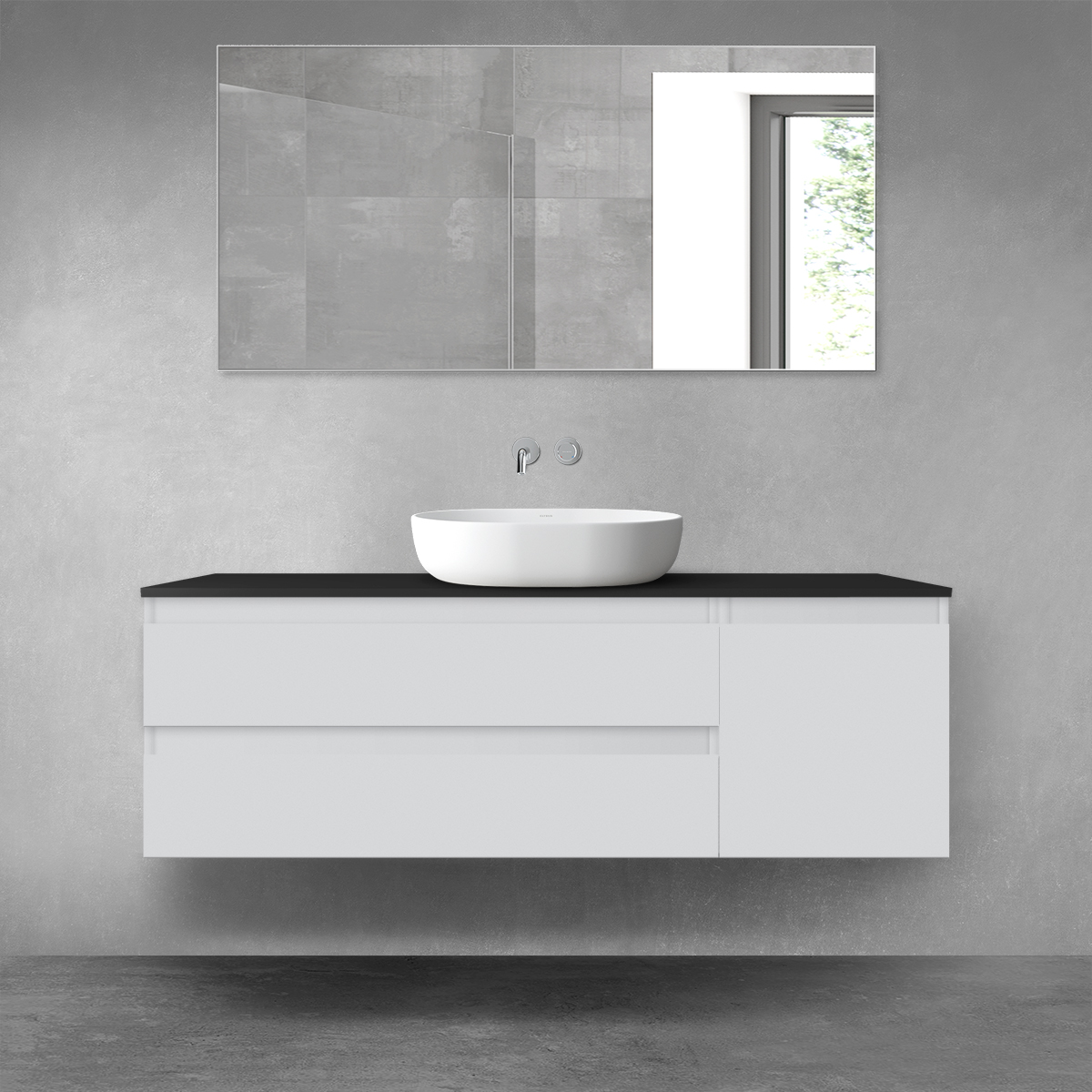 Darmowa Dostawa - Zestaw mebli łazienkowych 140x46.4x48.6 cm podumywalkowa wisząca czarna Oltens Vernal 68268700