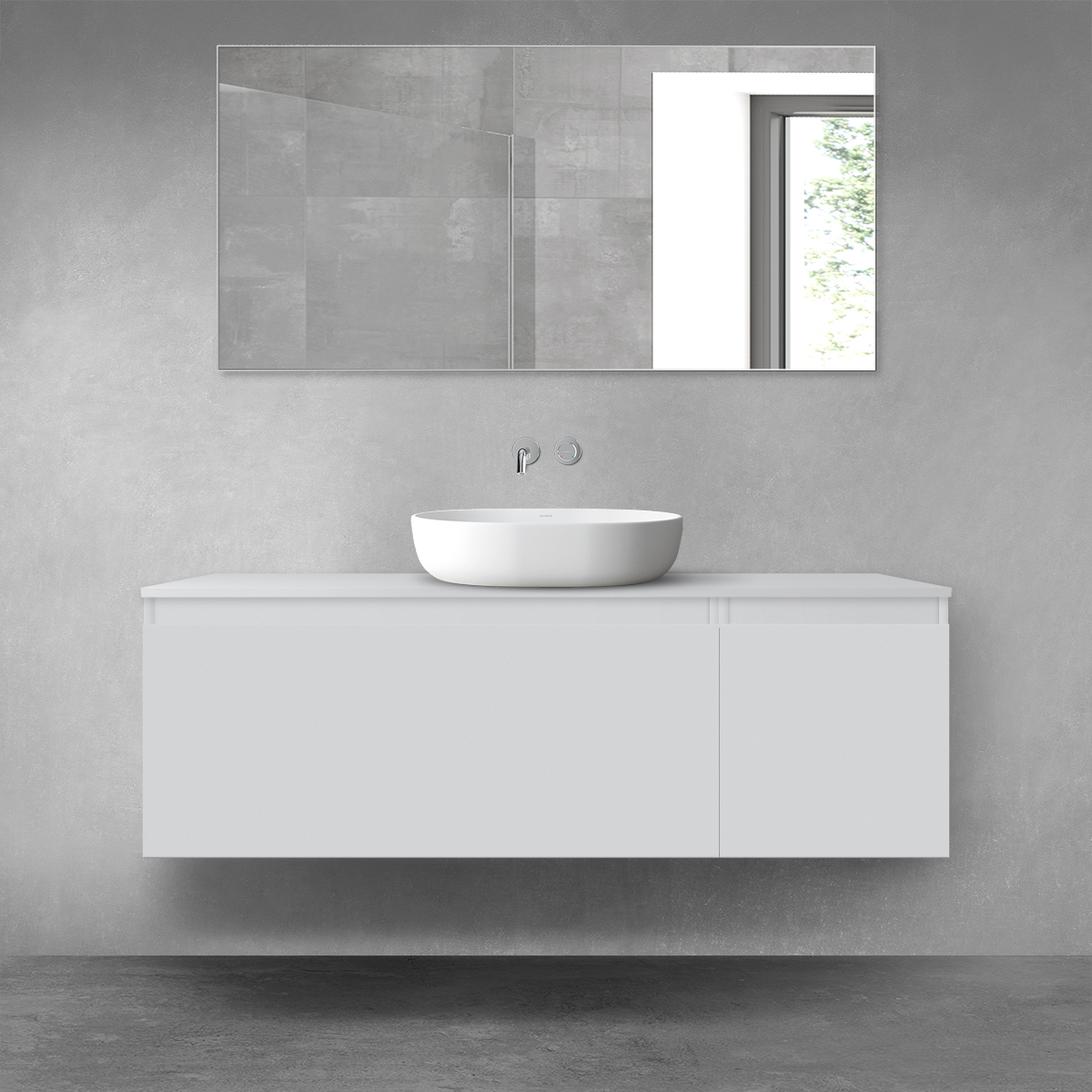 Darmowa Dostawa - Zestaw mebli łazienkowych 140x46.4x48.9 cm podumywalkowa wisząca szara Oltens Vernal 68312700