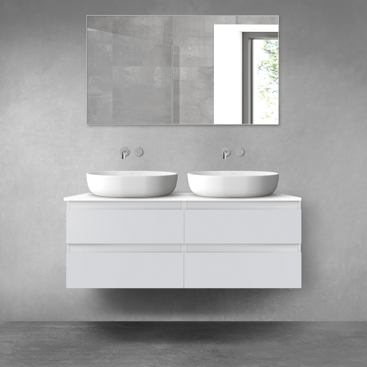 Darmowa Dostawa - Zestaw mebli łazienkowych 120x46.4x48.6 cm podumywalkowa wisząca biała Oltens Vernal 68216700