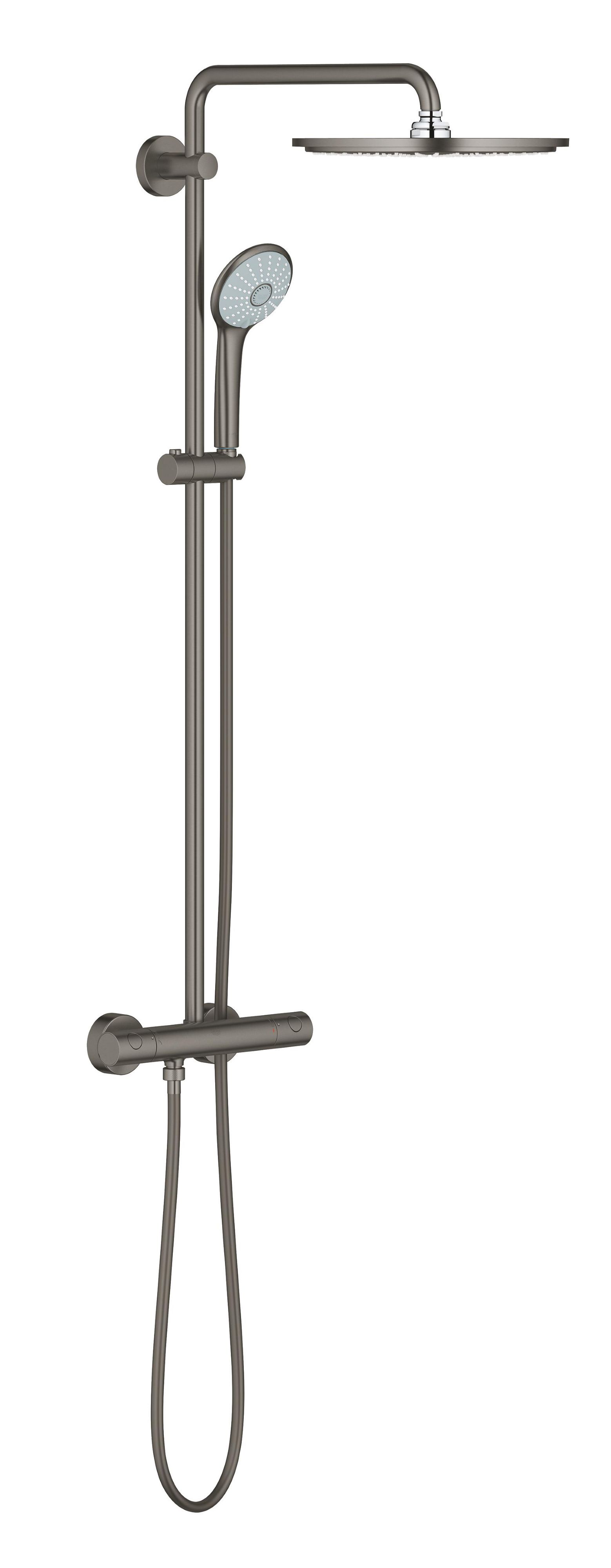 Darmowa Dostawa - Zestaw prysznicowy ścienny termostatyczny z deszczownicą brushed hard graphite Grohe Euphoria 26075AL0