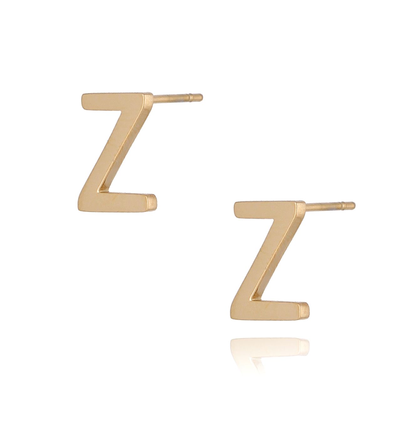 Kolczyki wkrętki złote z literką Z - By Dziubeka