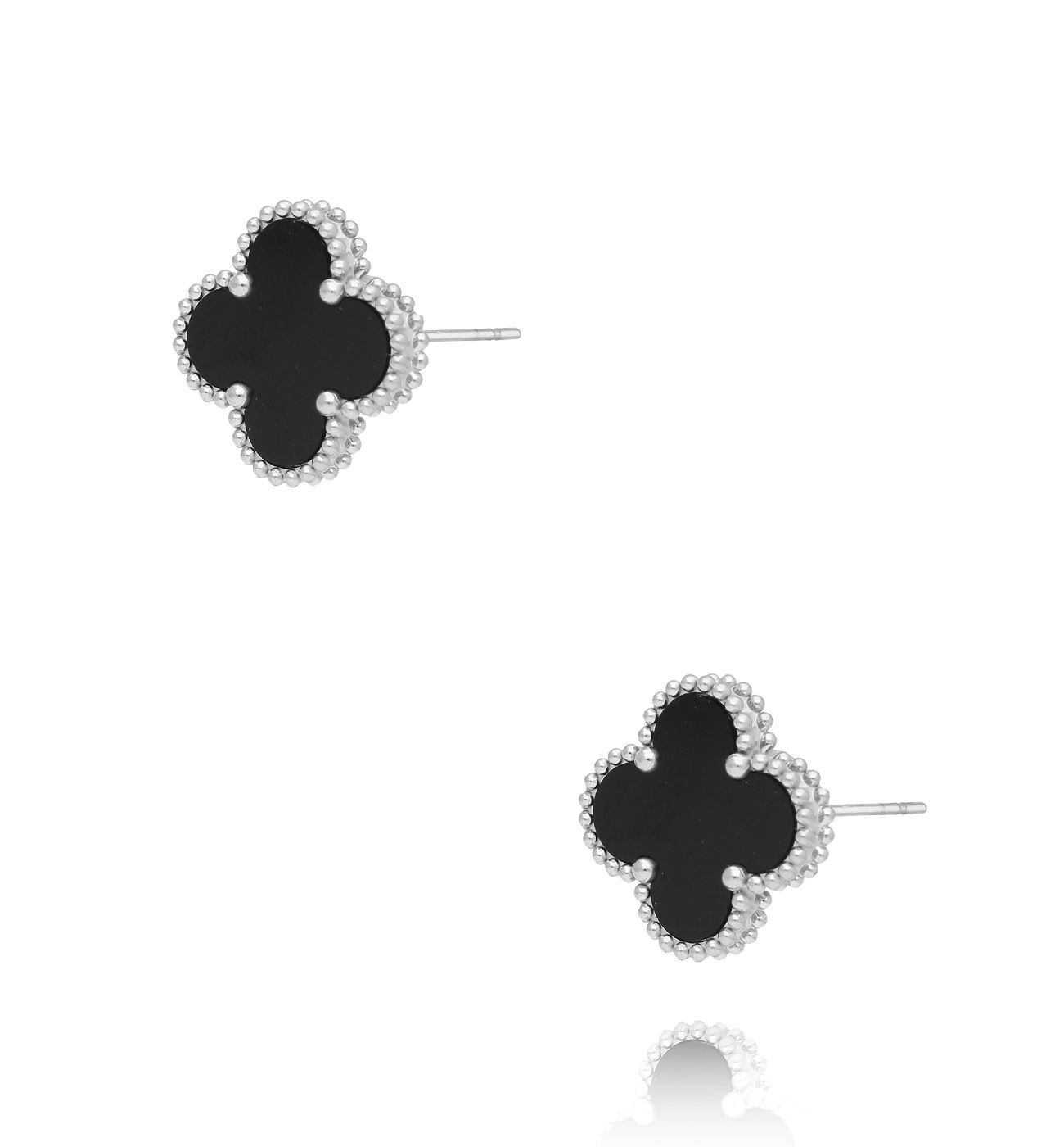 Kolczyki czarne koniczynki Clover KSY0163 - By Dziubeka