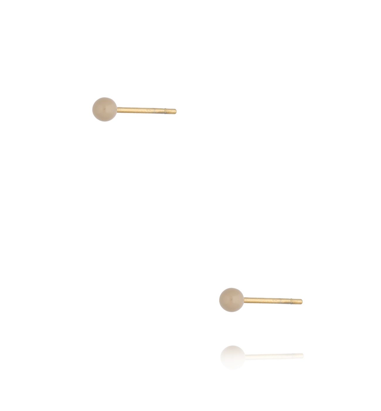 Kolczyki złote kulki z beżową emalią 3 mm Enamel Balls - By Dziubeka