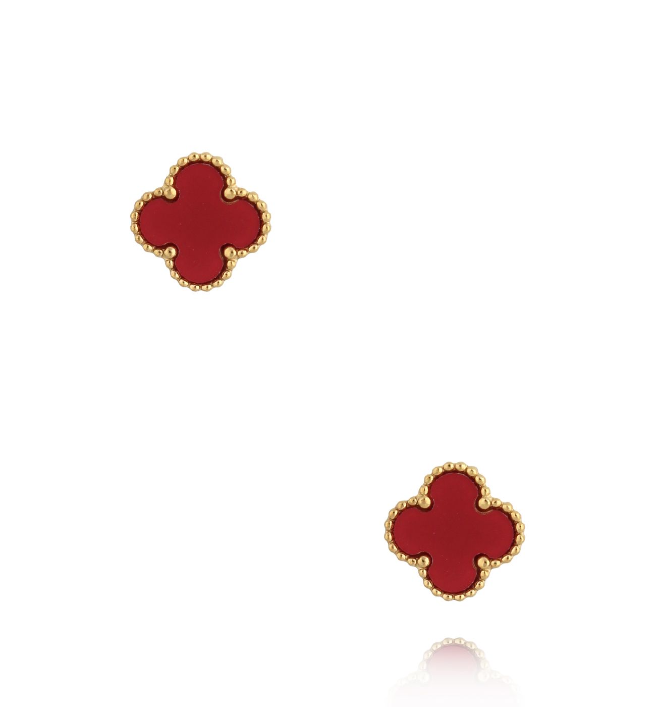 Kolczyki bordowe z koniczynką Mini Clover KSY0019 - By Dziubeka