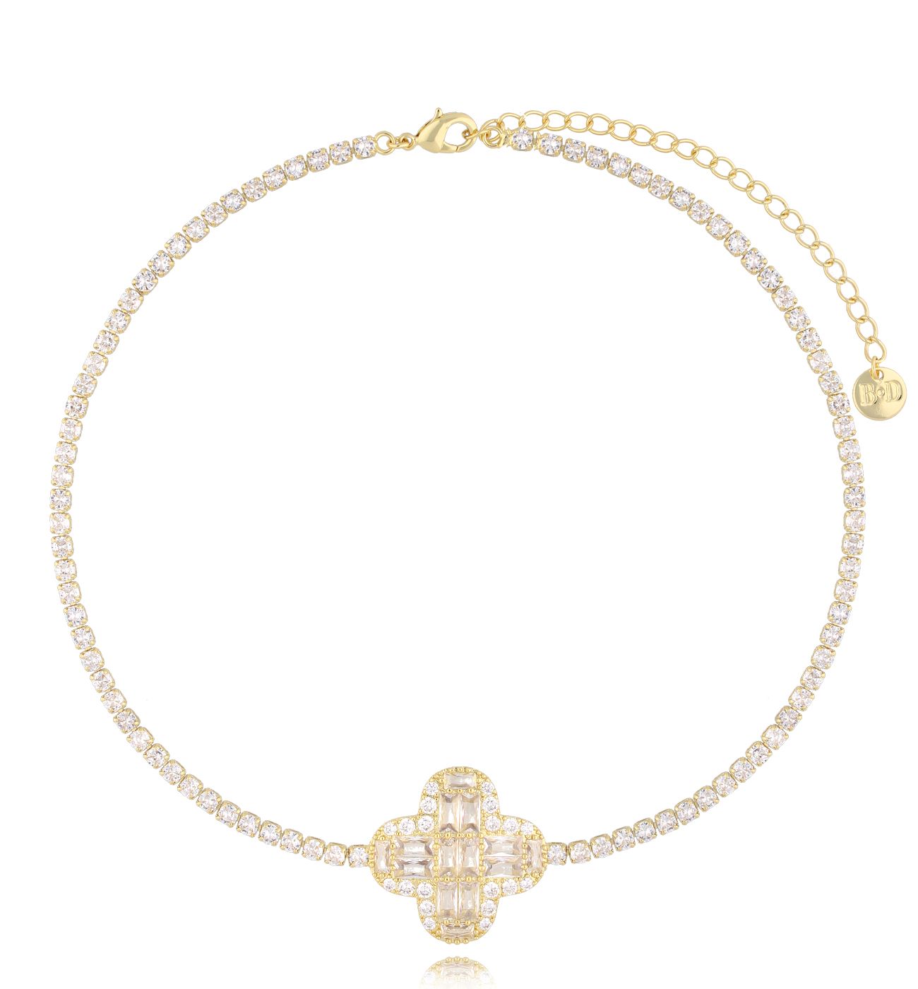 Naszyjnik złoty z kryształową koniczynką Cristal Clover - By Dziubeka
