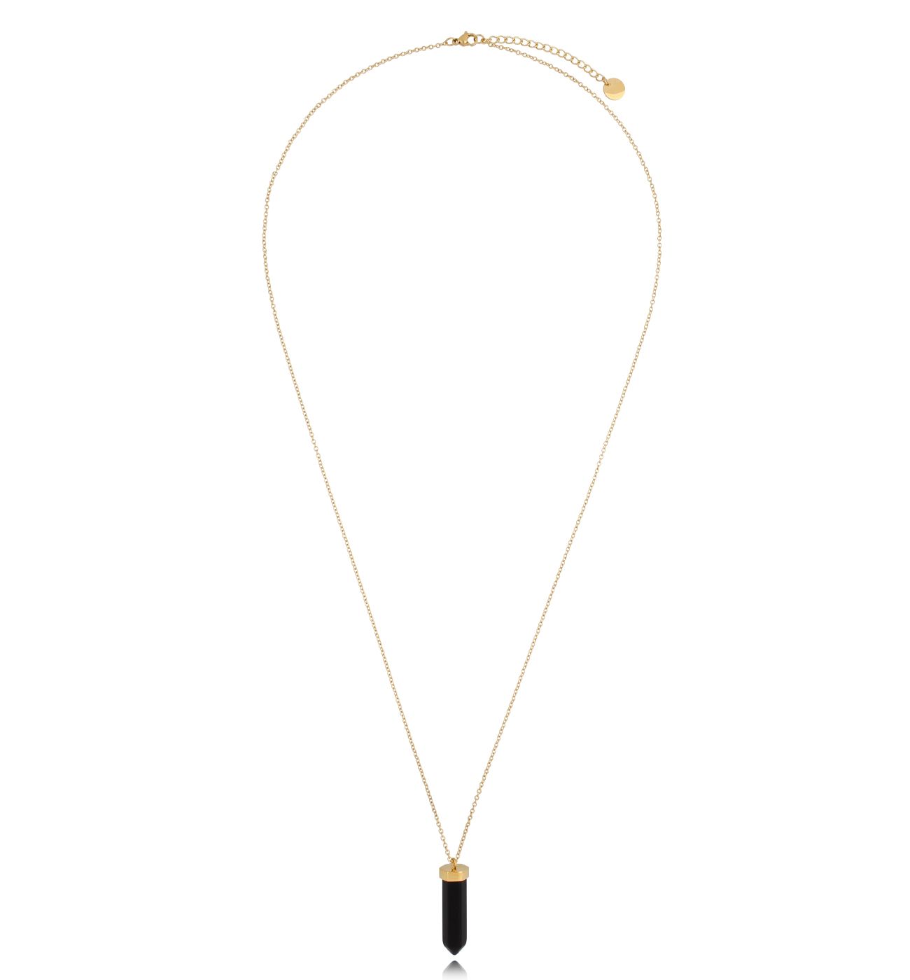 Naszyjnik złoty z czarnym agatem Go Get It 70 cm - By Dziubeka