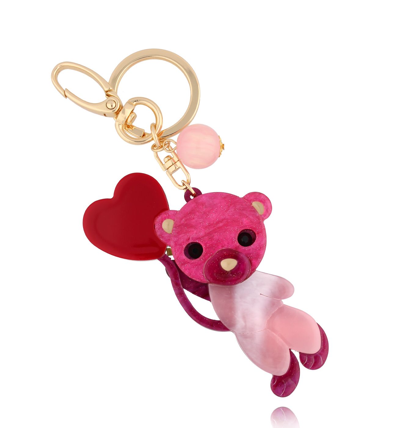 Brelok z fuksjowym misiem Teddy Bear Lover BREZA0080 - By Dziubeka