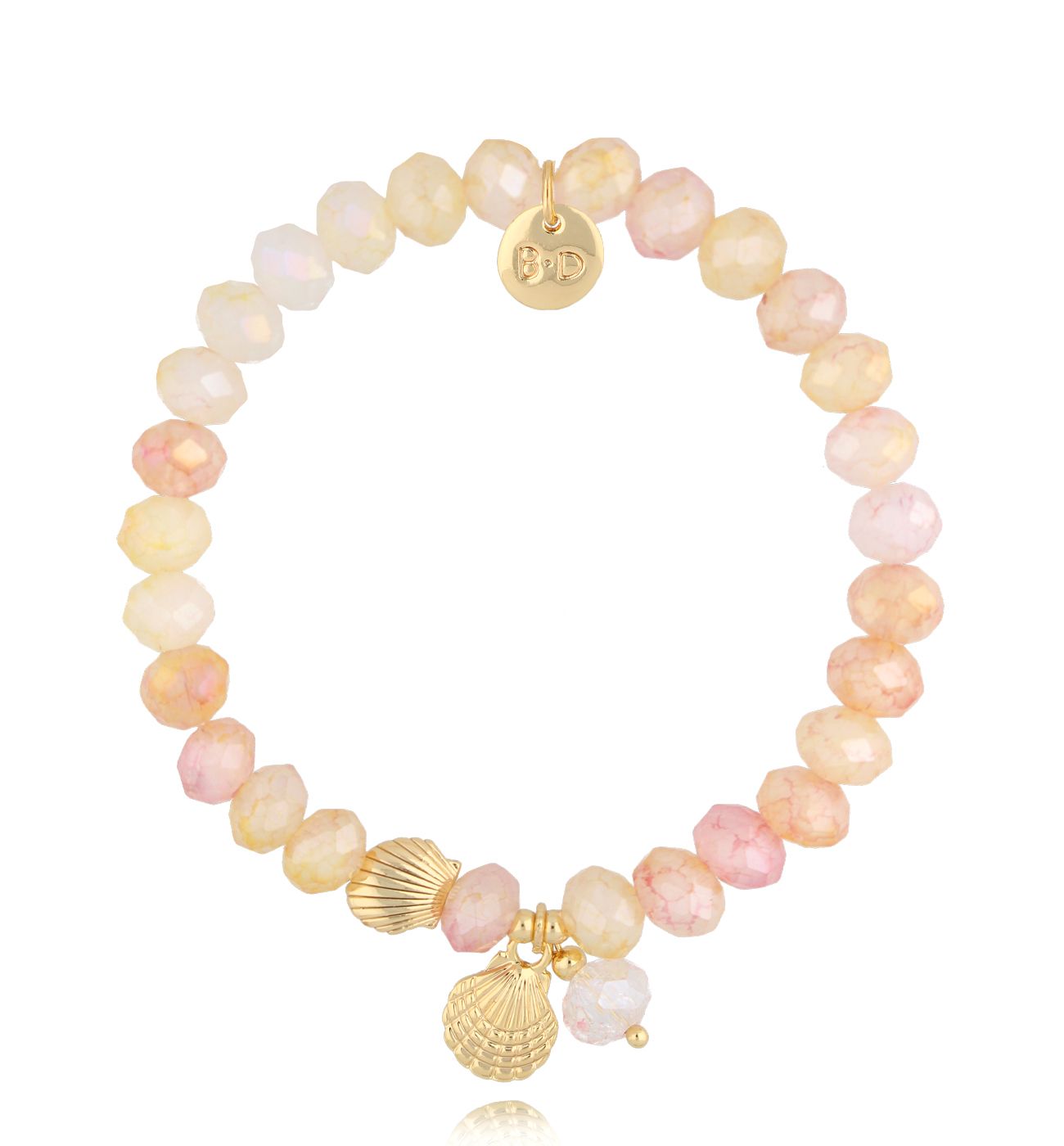 Bransoletka z kryształkami i muszelką Crystal Shell BSH0167 - By Dziubeka