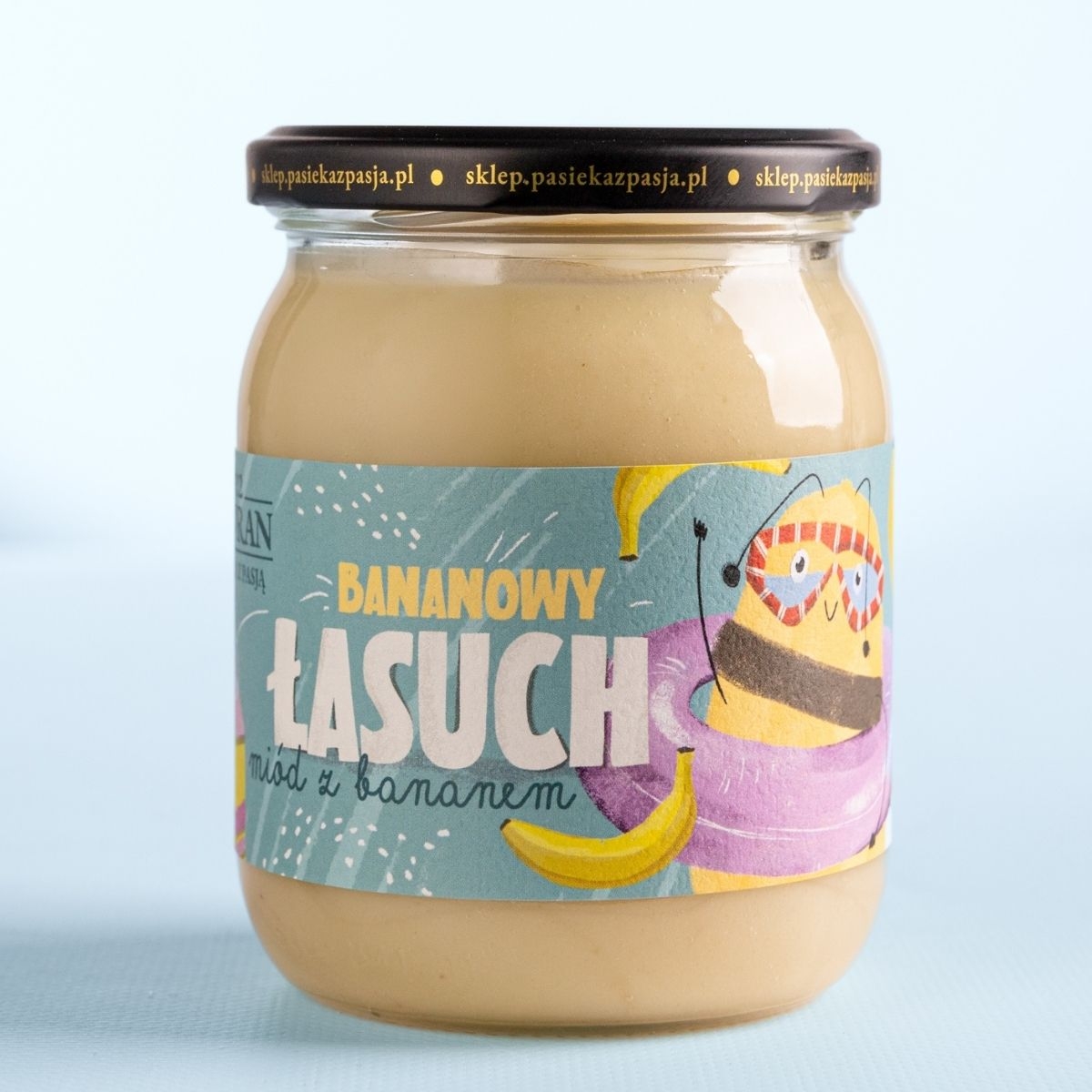Bananowy łasuch - miód dla dzieci z bananem 630g - Pasieka z Pasją Hawran