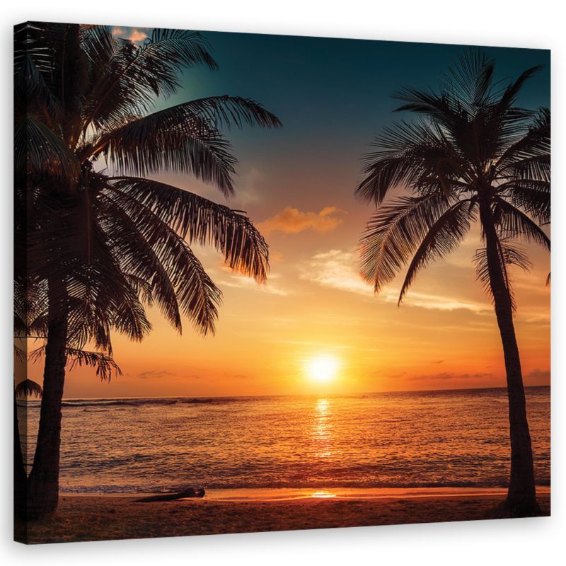 Obraz do salonu sypialni Feeby Zachód Słońca Plaża Palmy 60x60 cm 1szt
