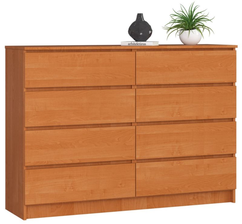 Komoda Akord K140 Olcha 138 cm 8 szuflad kolor Olcha mat 138x40x99 cm 1 szt.