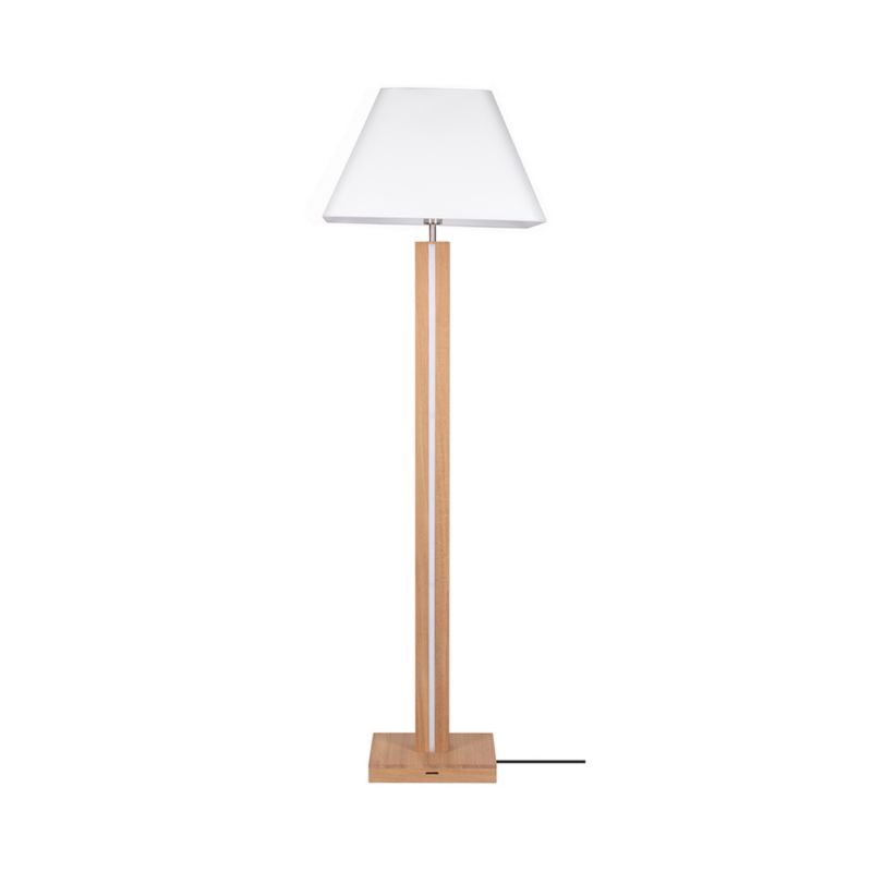 Drewniana Lampa Podłogowa SPOT Light 1xE27 Max.60W, 2xLED 36W Dąb Olejowany FSC z Białą Tkaniną, 1 szt.