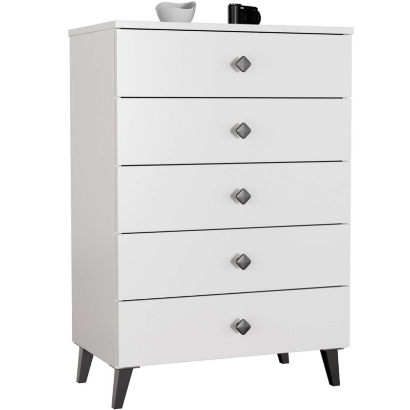 Komoda Akord Mobi Biała 60 cm 5 szuflad kolor Biały mat 60x37x89 cm 1 szt.