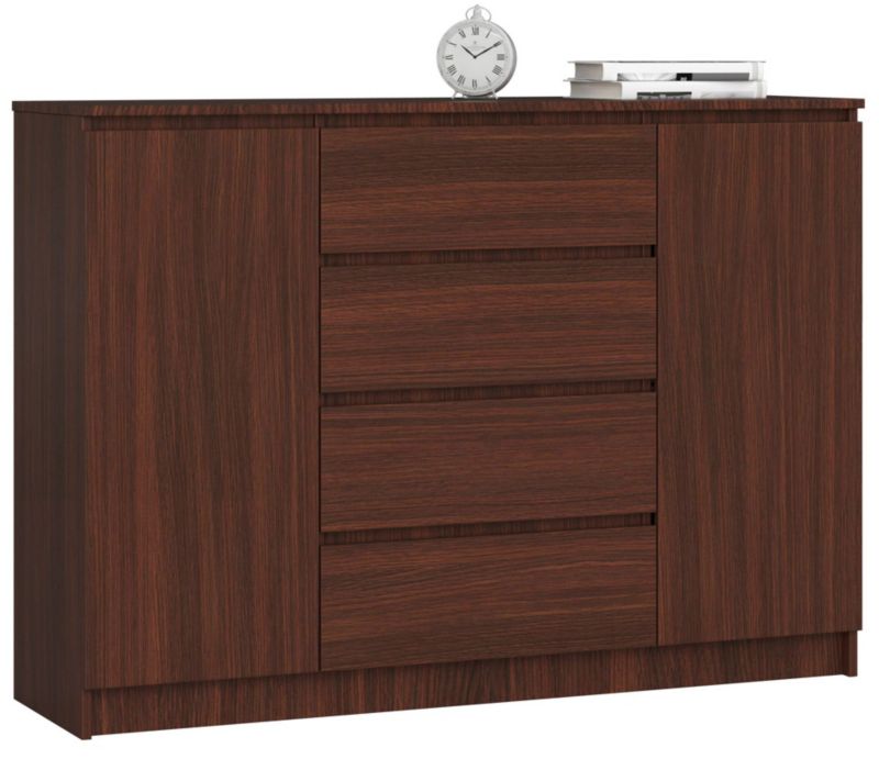 Komoda Akord K140 Wenge 138 cm 2 drzwi 4 szuflady kolor Wenge mat 4 półki 138x40x99 cm 1 szt.