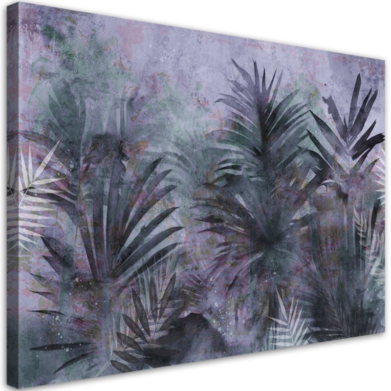 Obraz do salonu sypialni Feeby Tropikalne Liście Palmy Fioletowe 120x80 cm 1szt